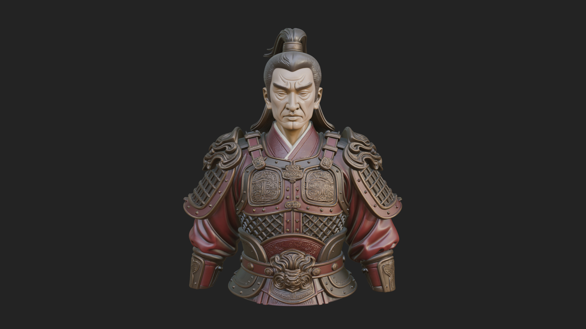 Chinese General Armor Bust Design 16 3D Print Model 3D Model