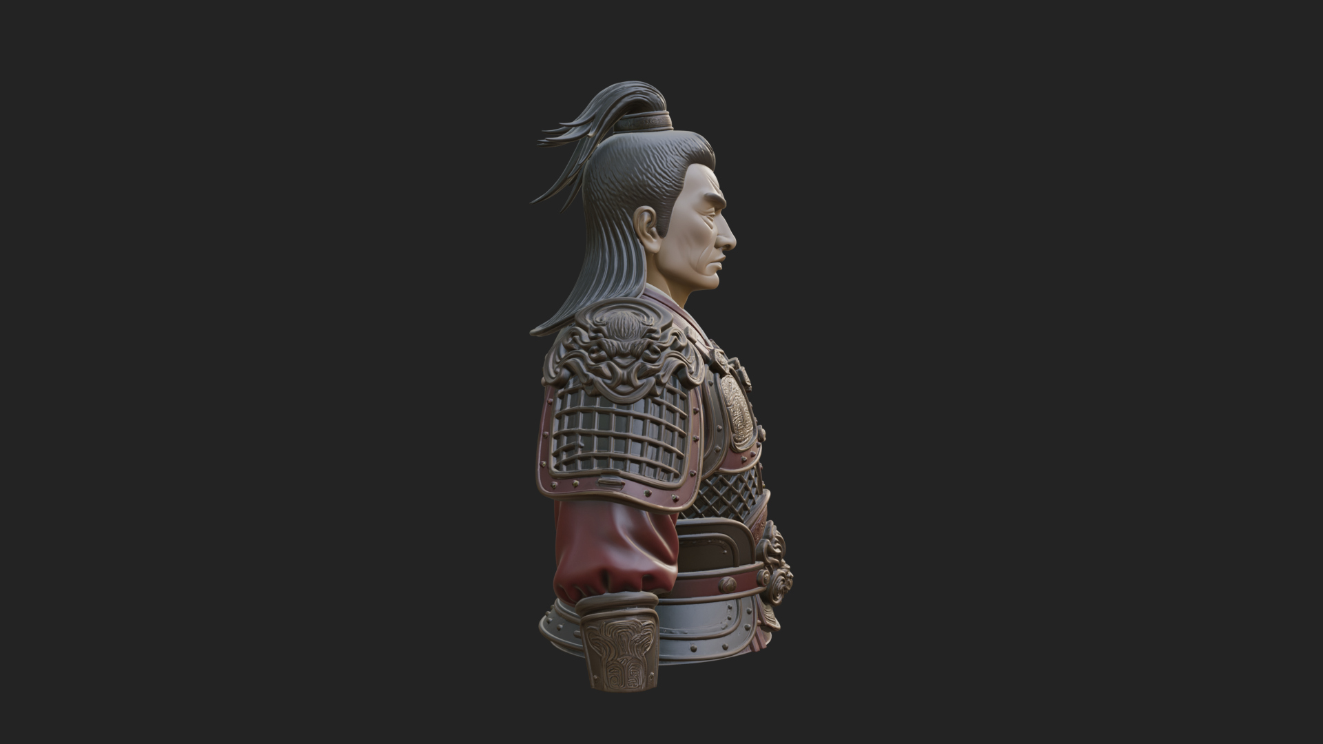 Chinese General Armor Bust Design 16 3D Print Model 3D Model