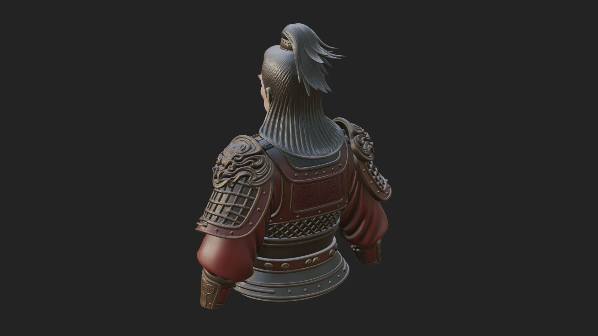 Chinese General Armor Bust Design 16 3D Print Model 3D Model