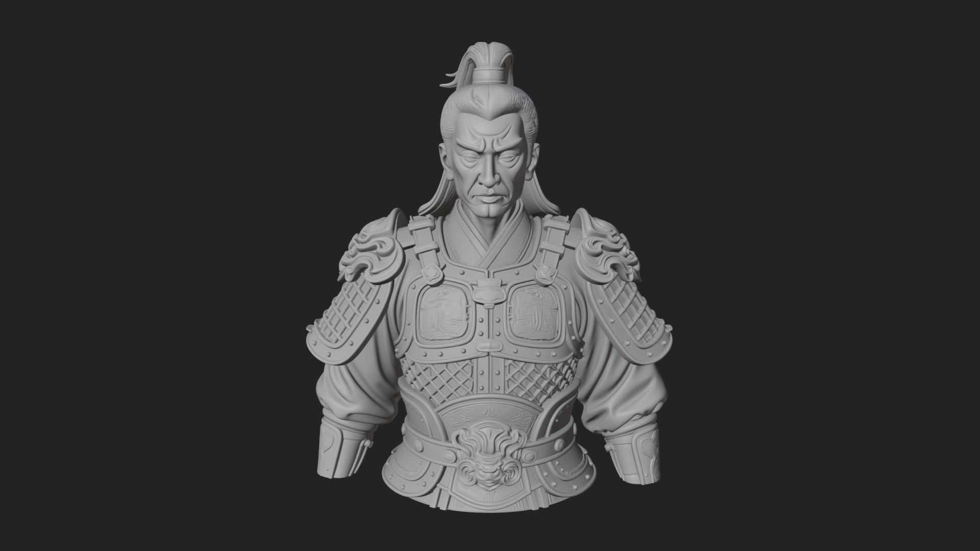 Chinese General Armor Bust Design 16 3D Print Model 3D Model