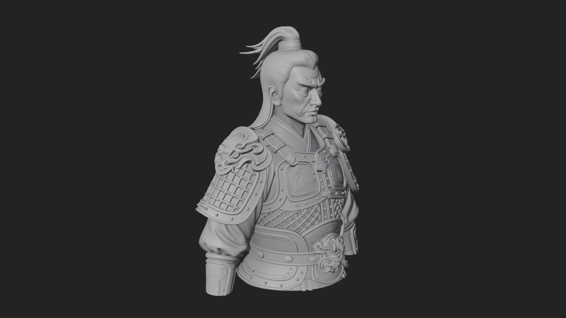 Chinese General Armor Bust Design 16 3D Print Model 3D Model
