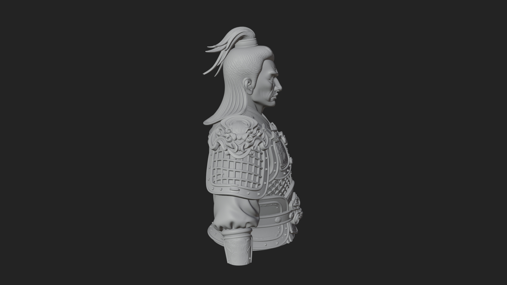 Chinese General Armor Bust Design 16 3D Print Model 3D Model