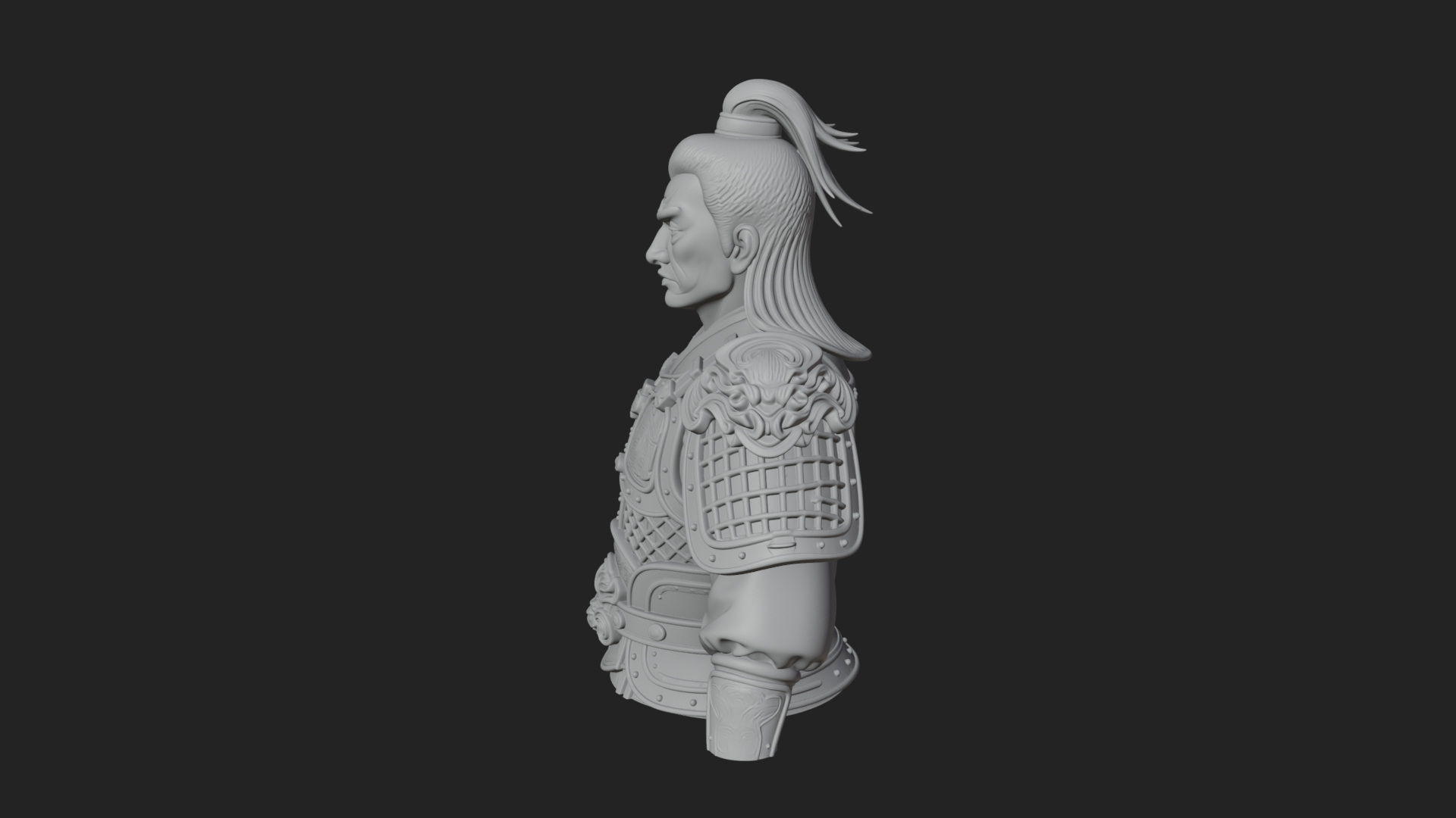 Chinese General Armor Bust Design 16 3D Print Model 3D Model