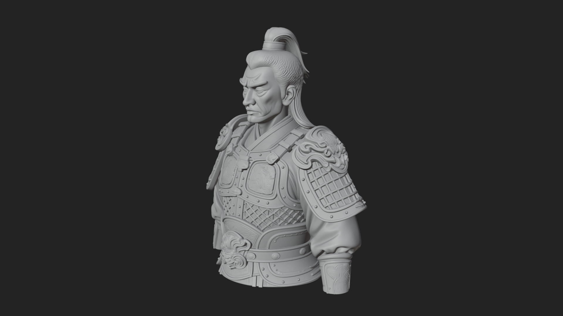 Chinese General Armor Bust Design 16 3D Print Model 3D Model