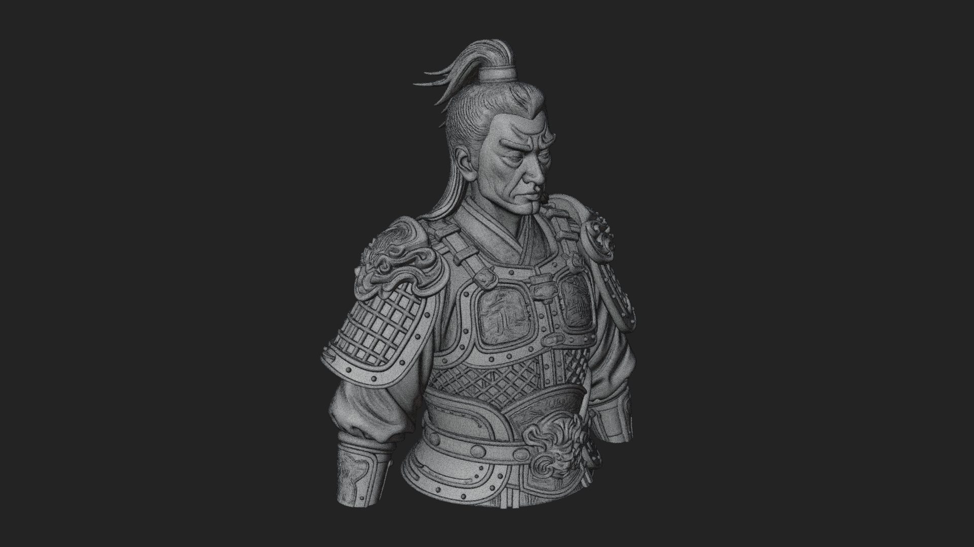 Chinese General Armor Bust Design 16 3D Print Model 3D Model