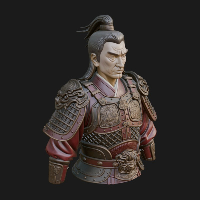 Chinese General Armor Bust Design 16 3D Print Model