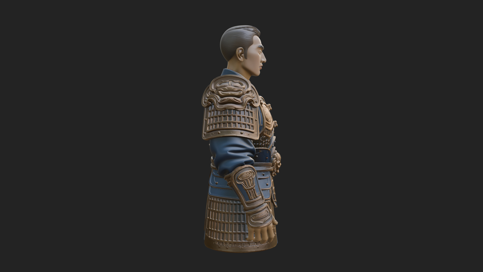 Chinese General Armor Bust Design 17 3D Print Model 3D Model