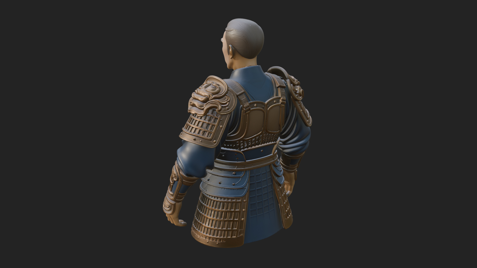 Chinese General Armor Bust Design 17 3D Print Model 3D Model