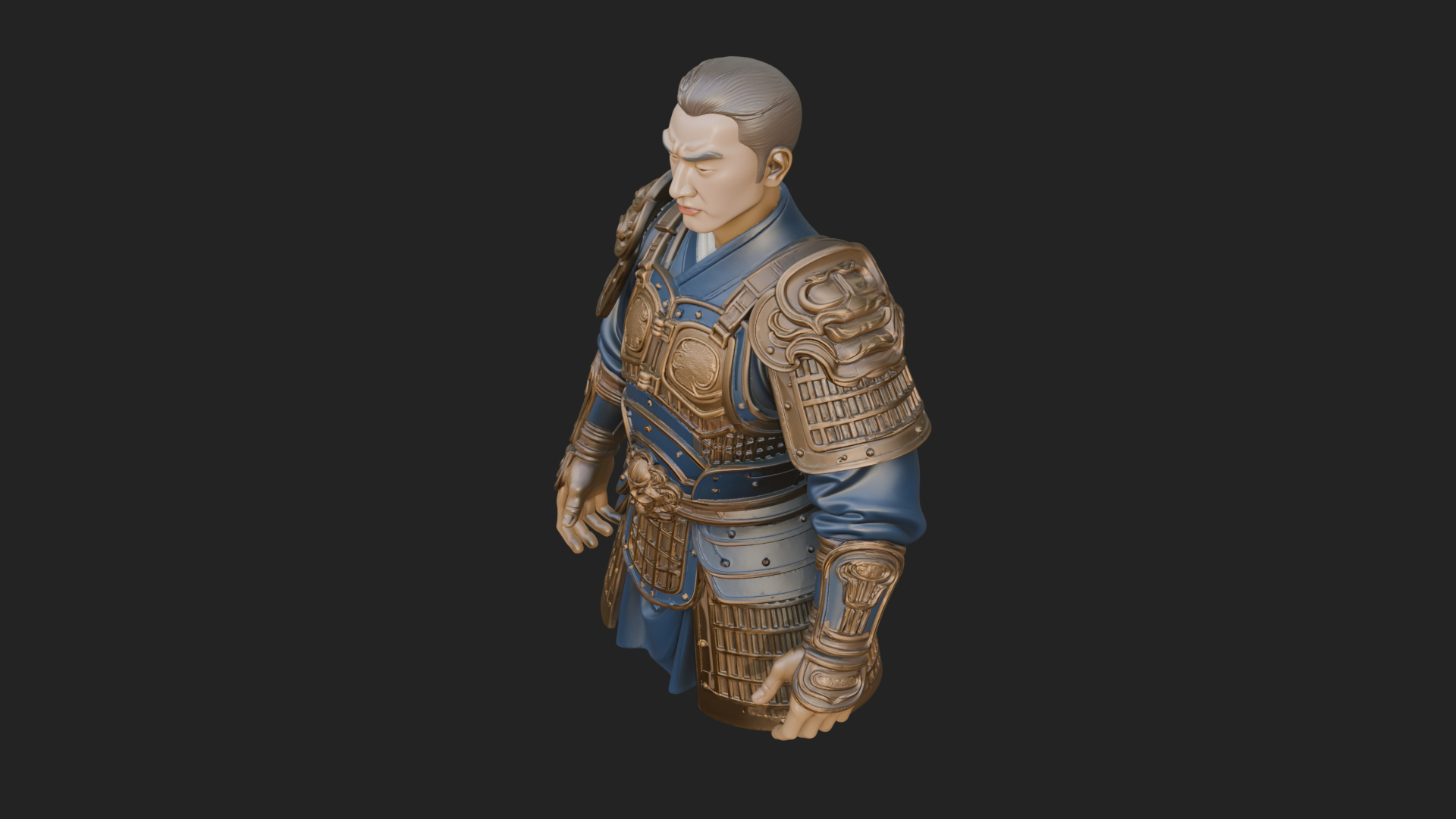 Chinese General Armor Bust Design 17 3D Print Model 3D Model