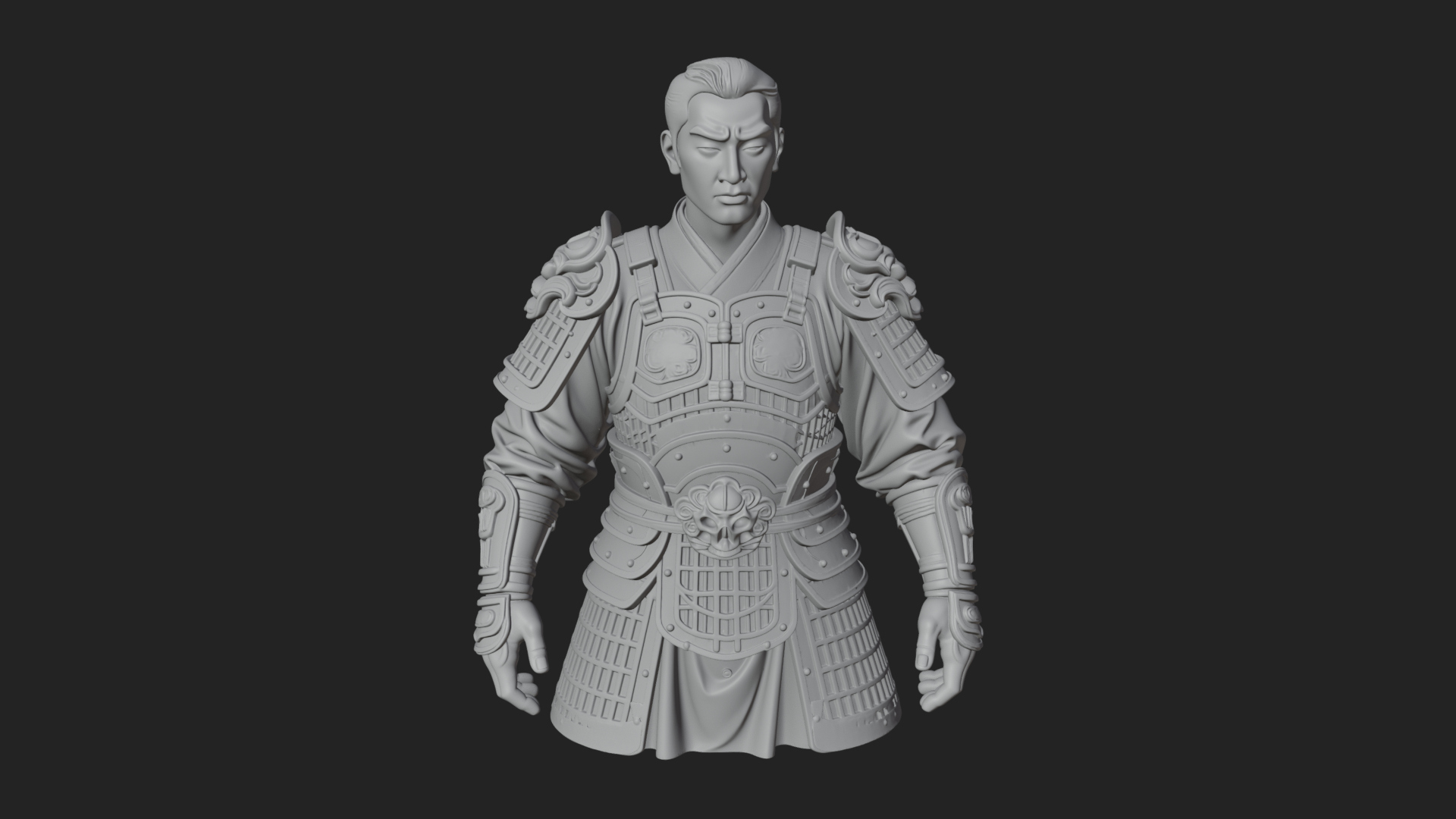 Chinese General Armor Bust Design 17 3D Print Model 3D Model