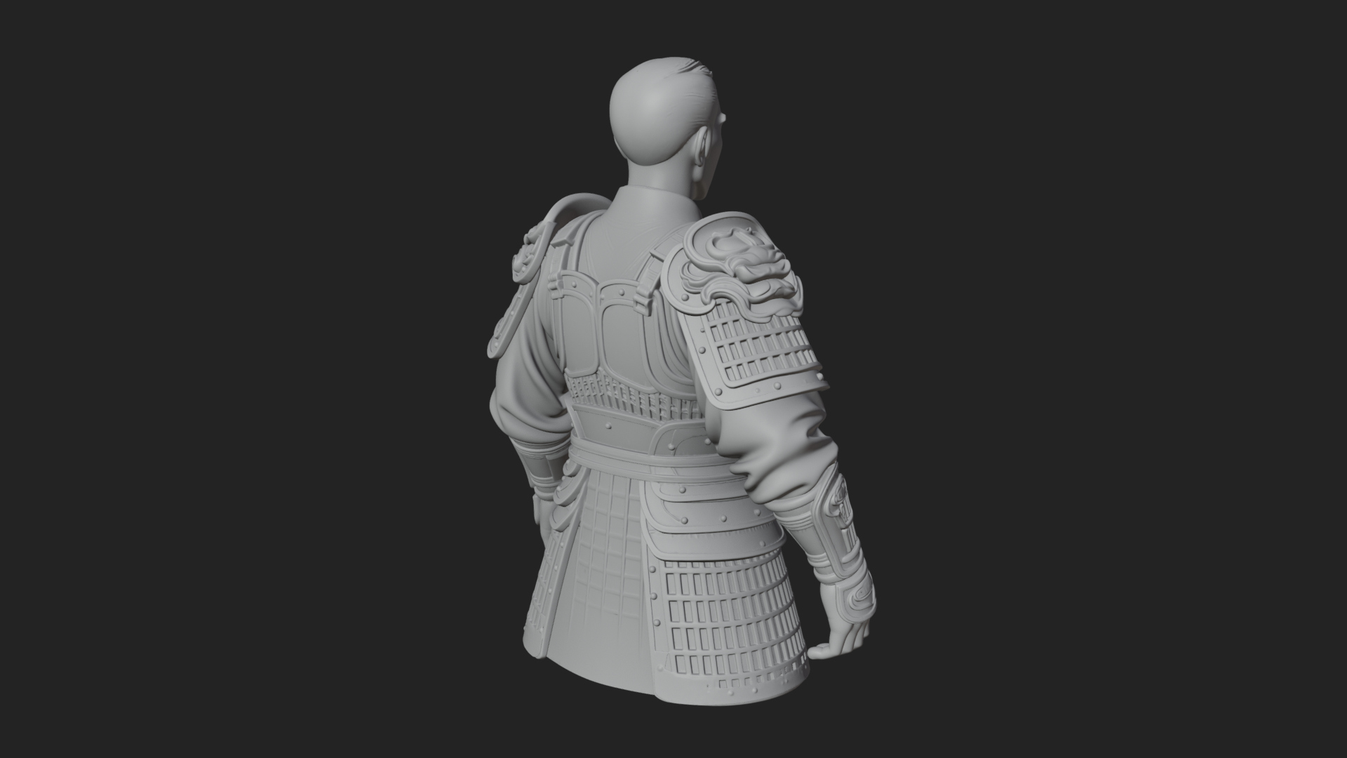 Chinese General Armor Bust Design 17 3D Print Model 3D Model