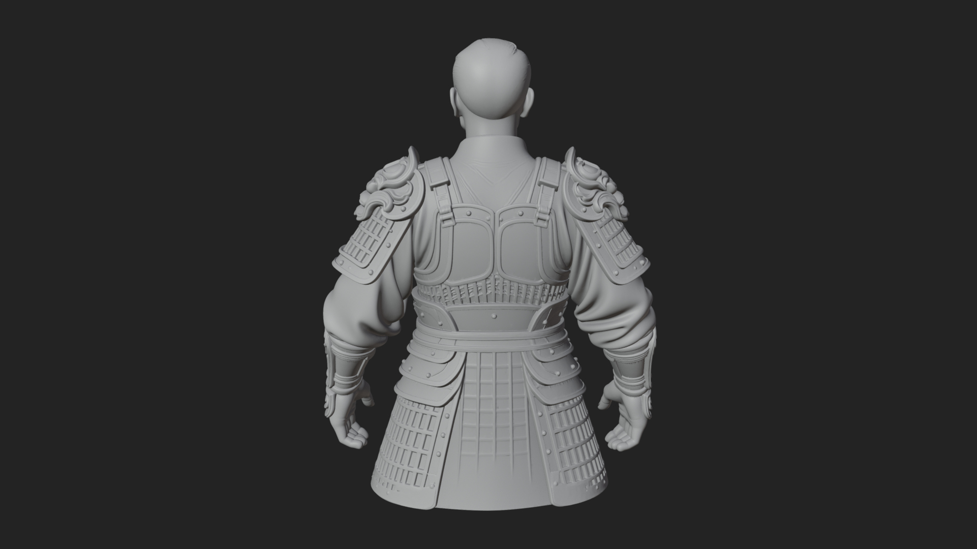 Chinese General Armor Bust Design 17 3D Print Model 3D Model