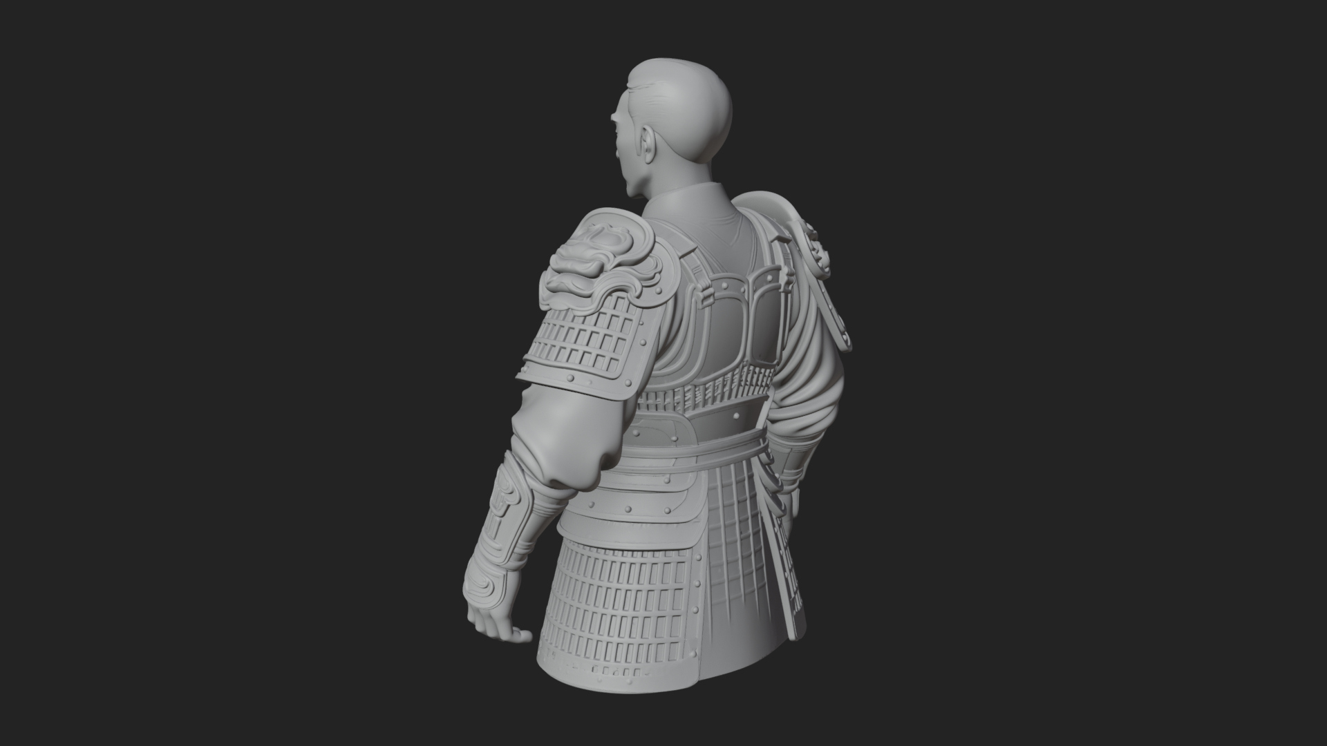 Chinese General Armor Bust Design 17 3D Print Model 3D Model