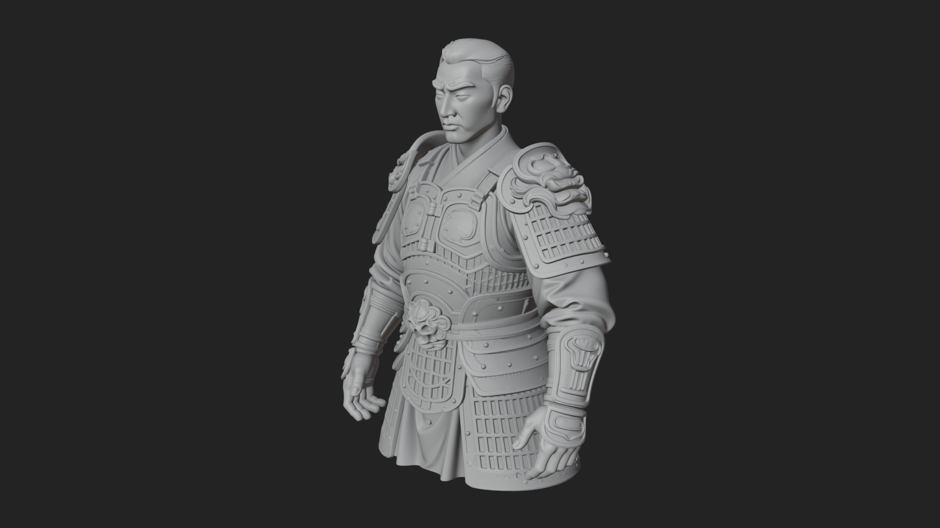 Chinese General Armor Bust Design 17 3D Print Model 3D Model