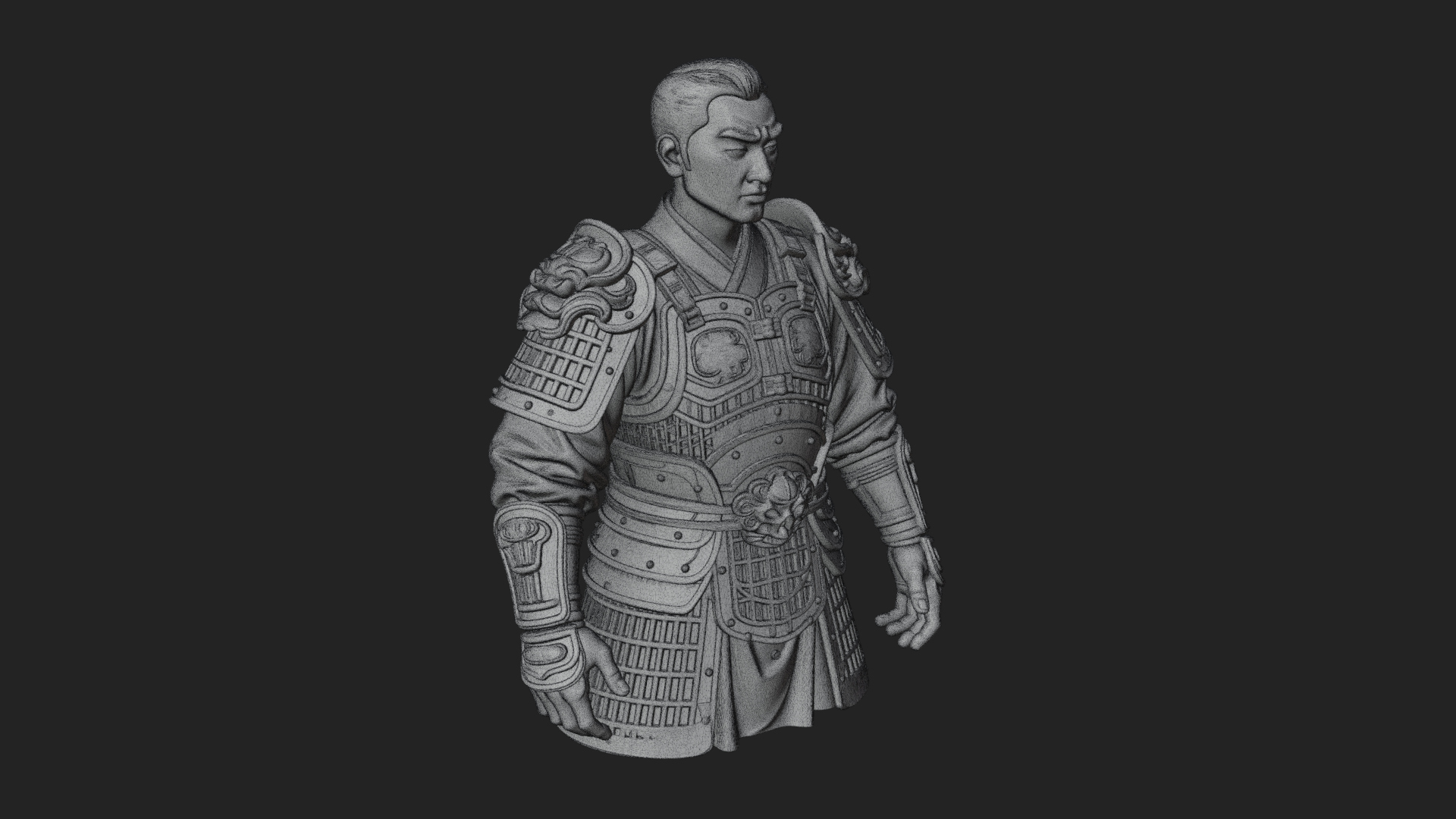 Chinese General Armor Bust Design 17 3D Print Model 3D Model