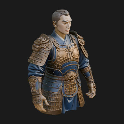 Chinese General Armor Bust Design 17 3D Print Model