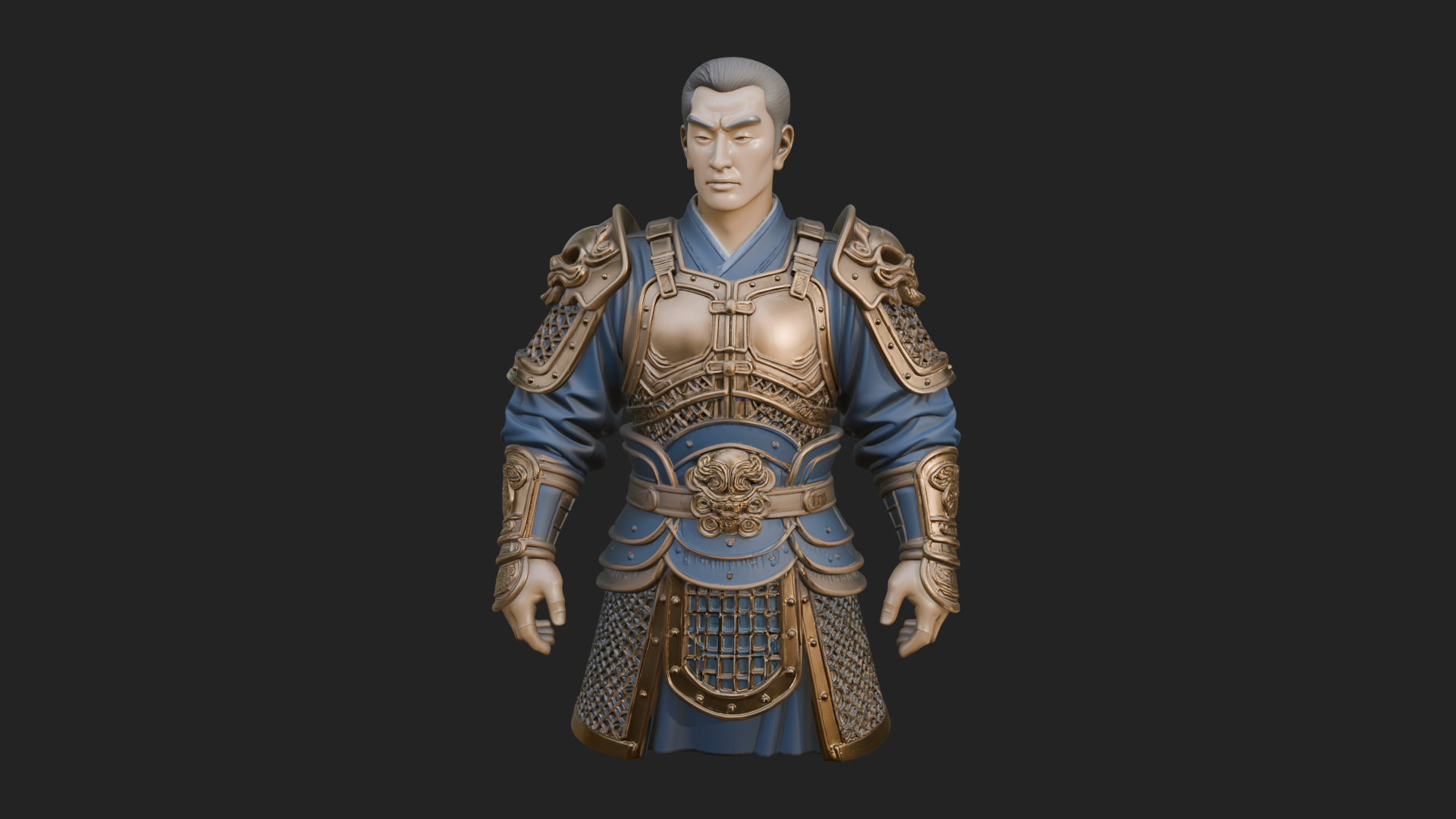 Chinese General Armor Bust Design 18 3D Print Model 3D Model