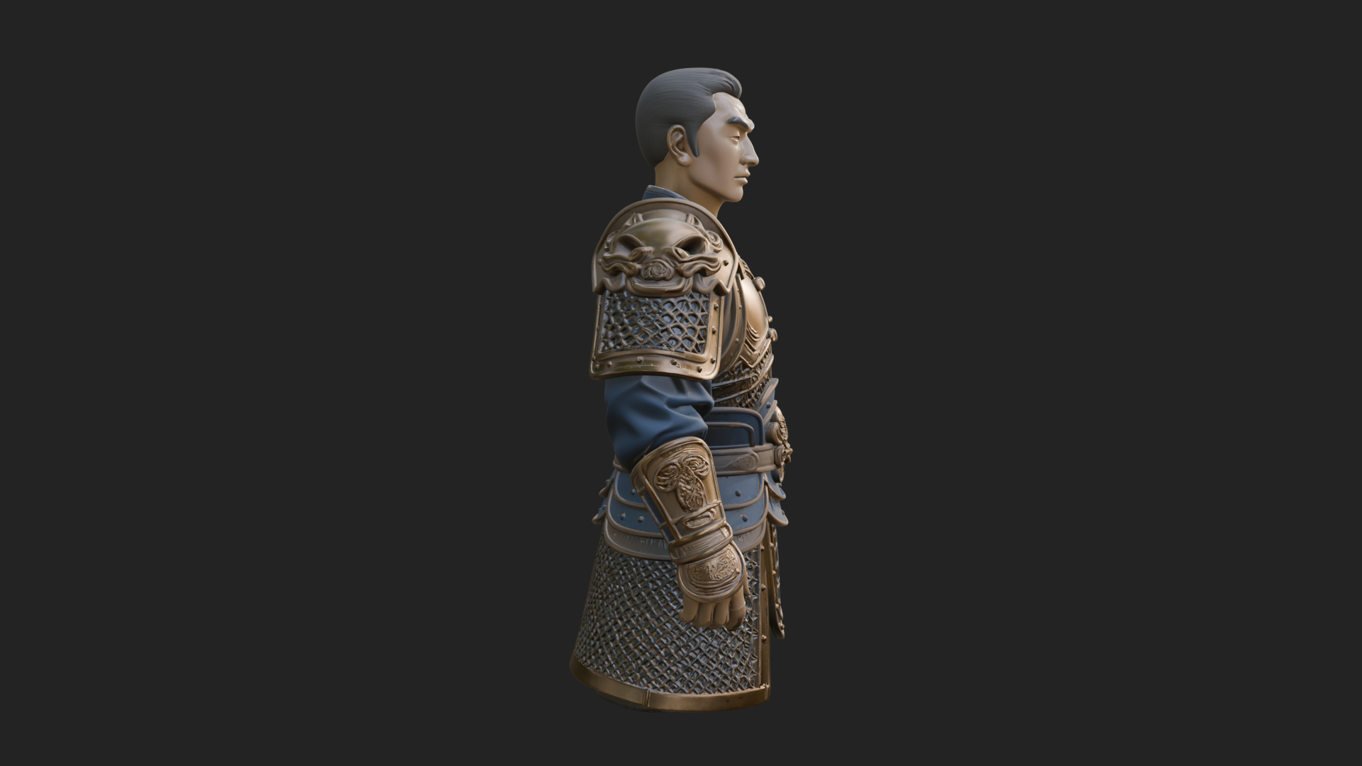 Chinese General Armor Bust Design 18 3D Print Model 3D Model