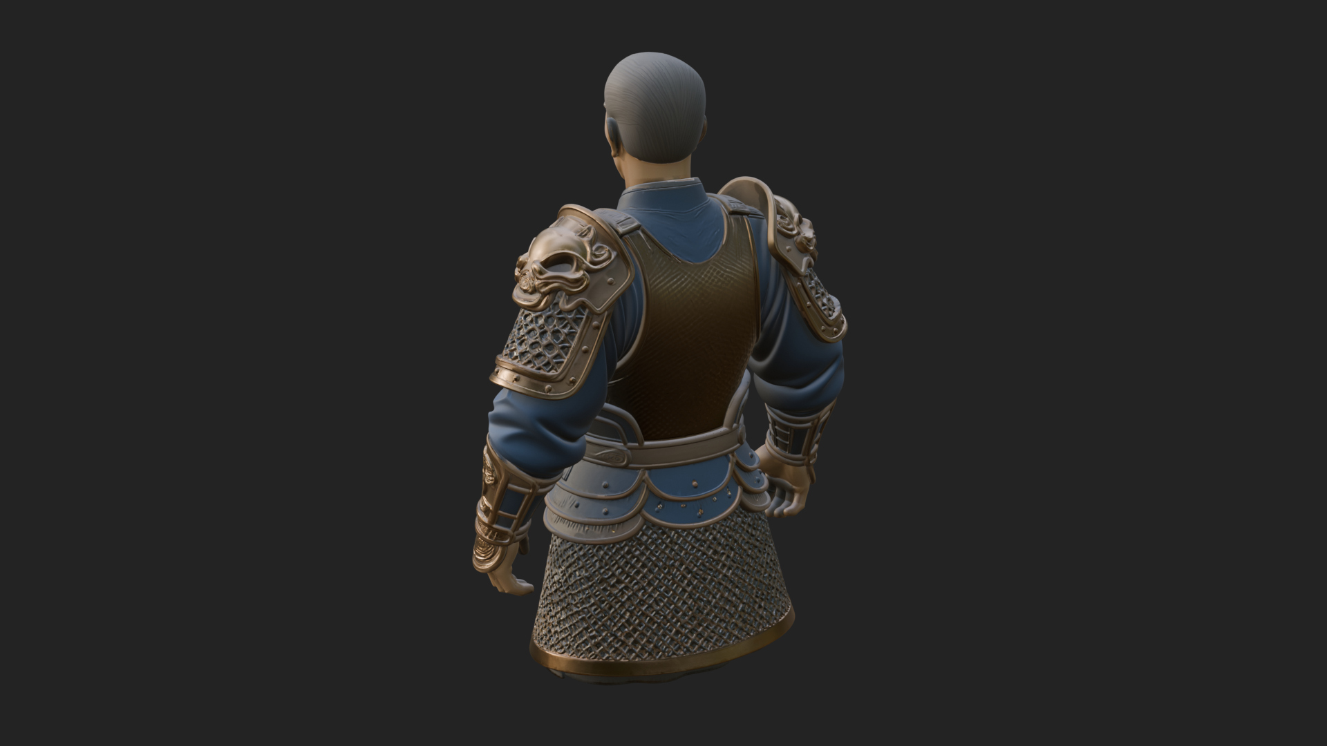 Chinese General Armor Bust Design 18 3D Print Model 3D Model