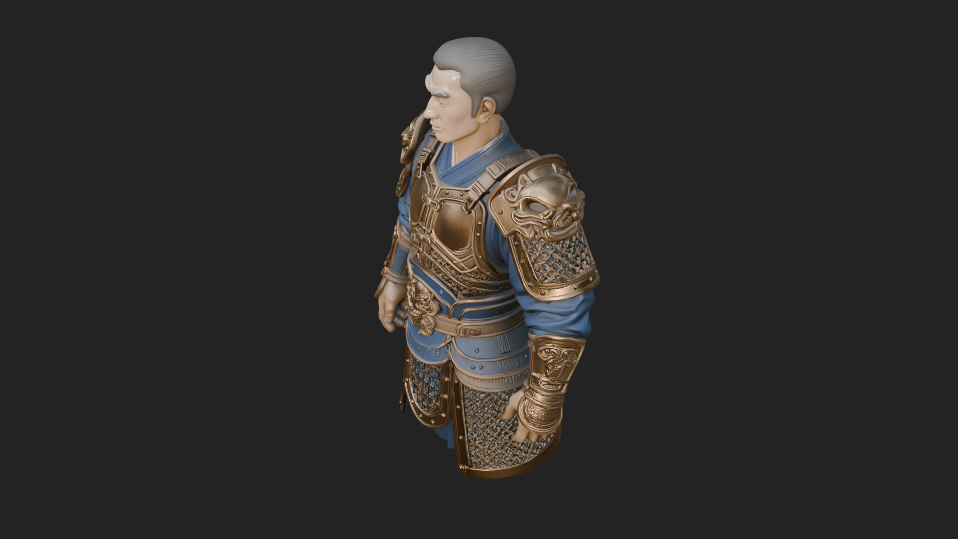 Chinese General Armor Bust Design 18 3D Print Model 3D Model