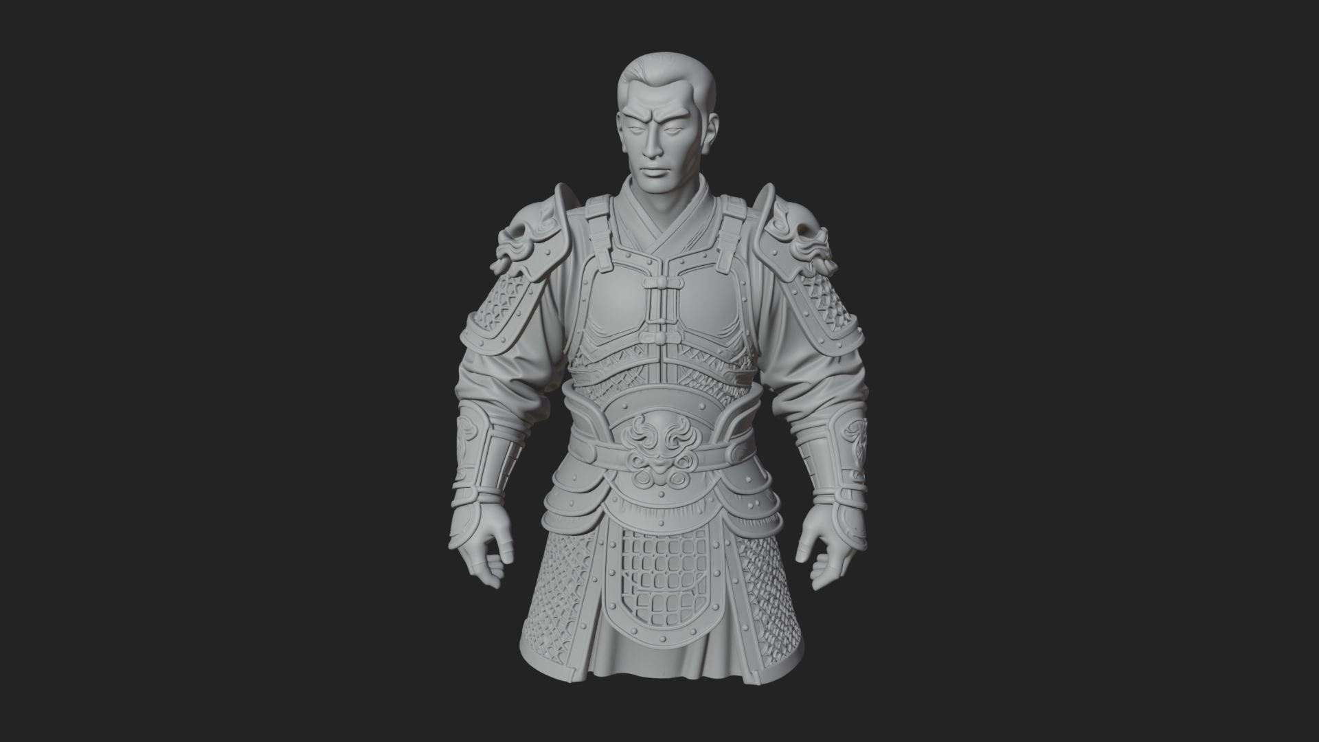 Chinese General Armor Bust Design 18 3D Print Model 3D Model