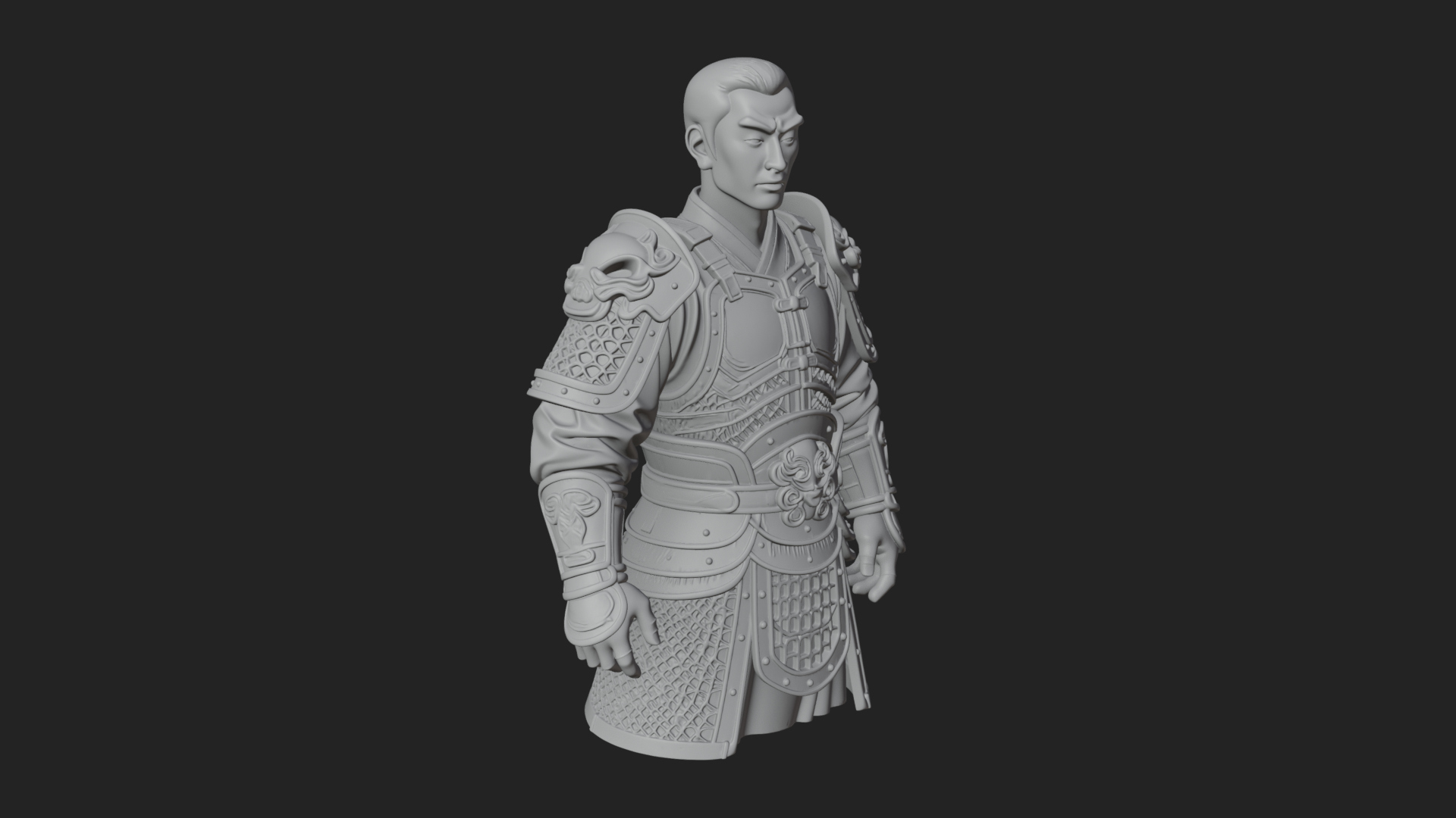 Chinese General Armor Bust Design 18 3D Print Model 3D Model