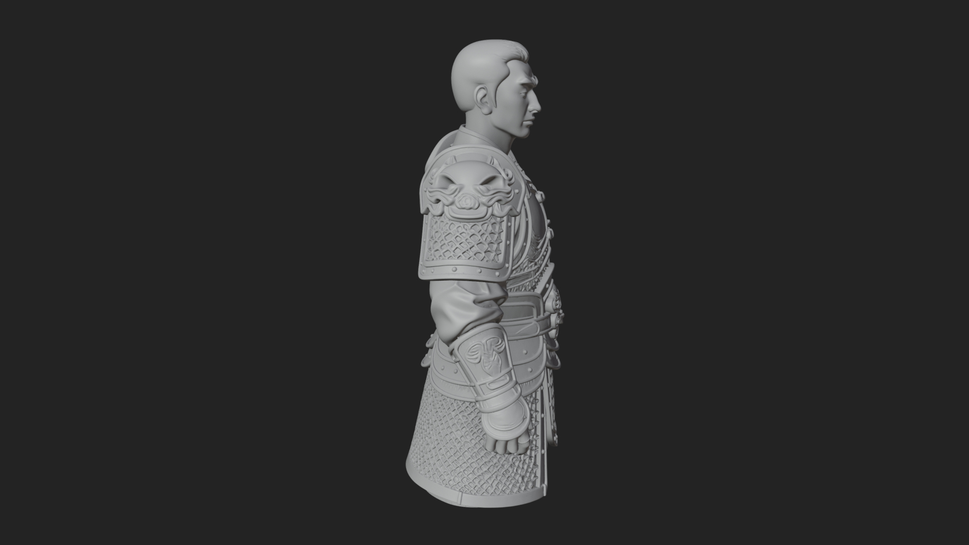 Chinese General Armor Bust Design 18 3D Print Model 3D Model