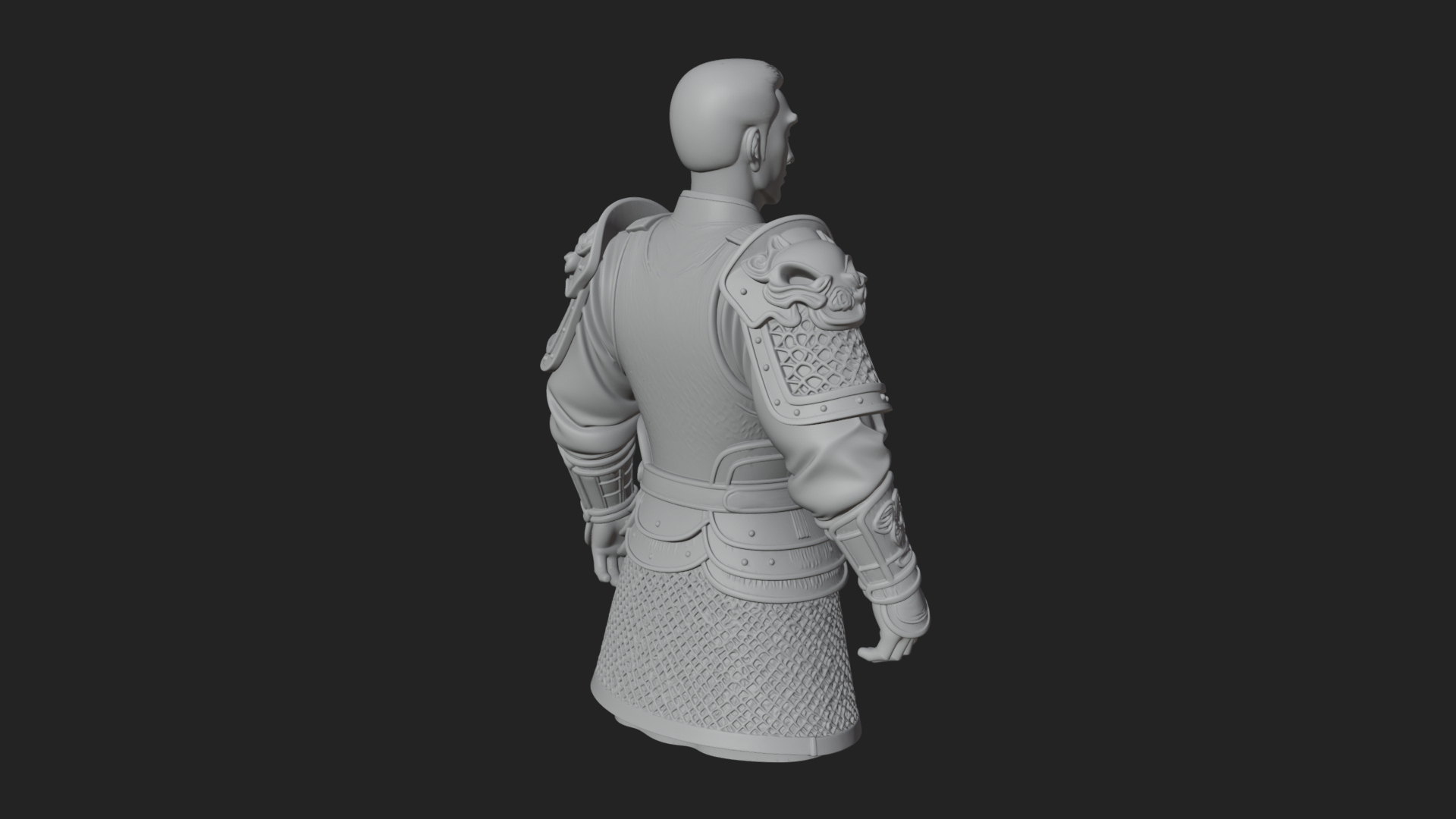 Chinese General Armor Bust Design 18 3D Print Model 3D Model