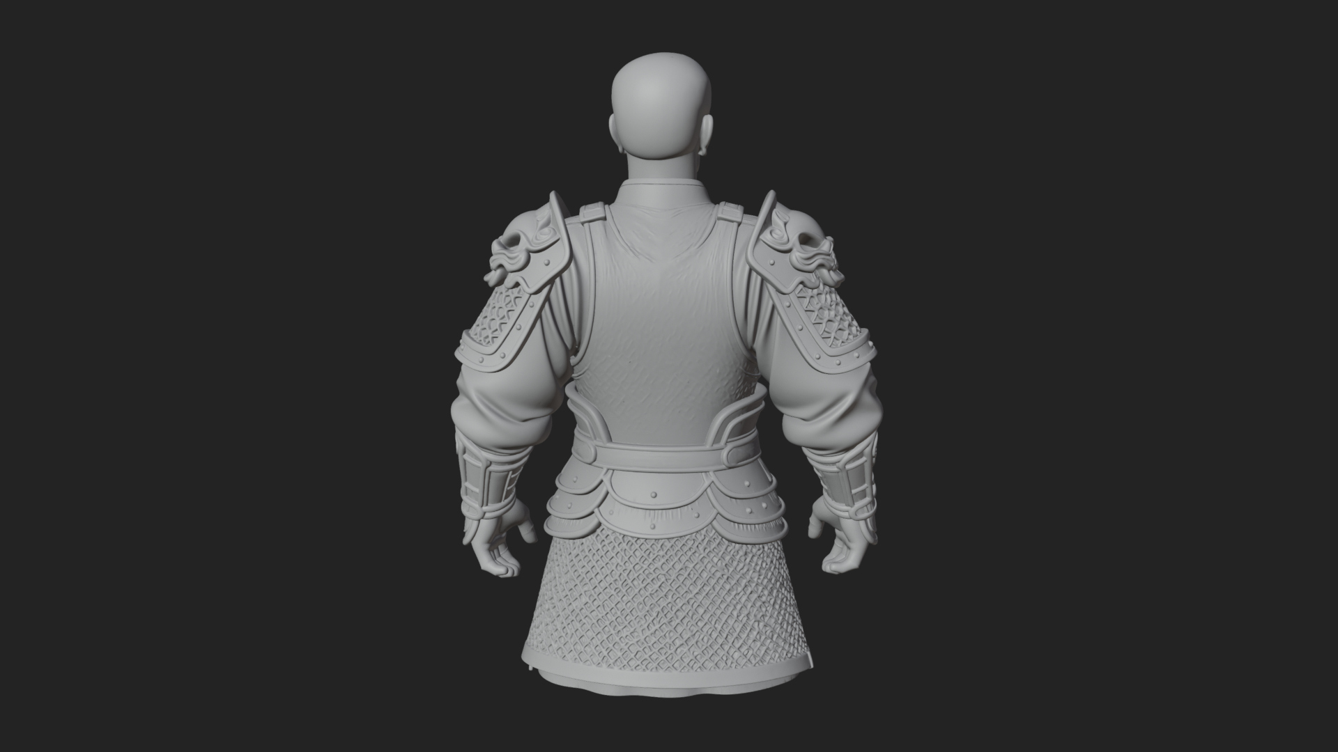 Chinese General Armor Bust Design 18 3D Print Model 3D Model