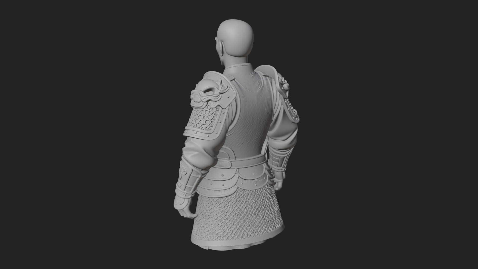 Chinese General Armor Bust Design 18 3D Print Model 3D Model