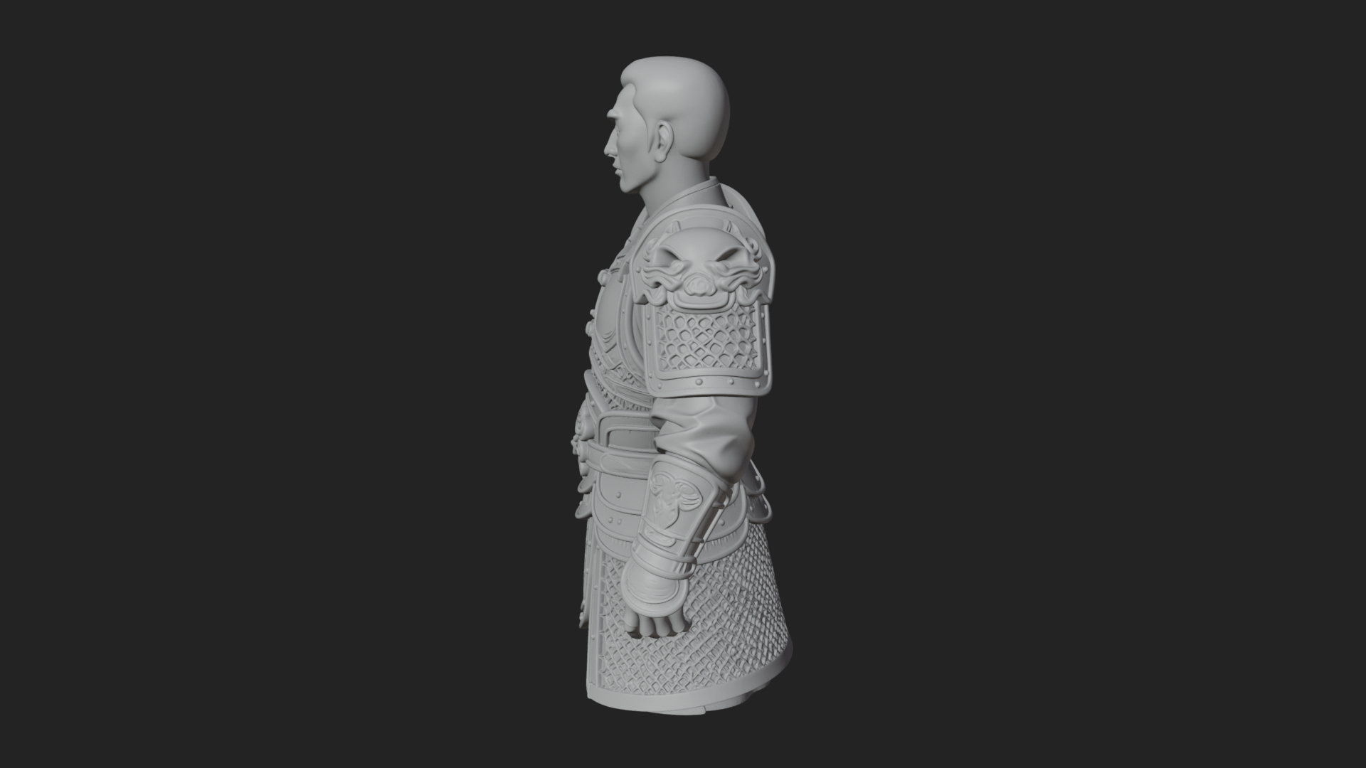 Chinese General Armor Bust Design 18 3D Print Model 3D Model