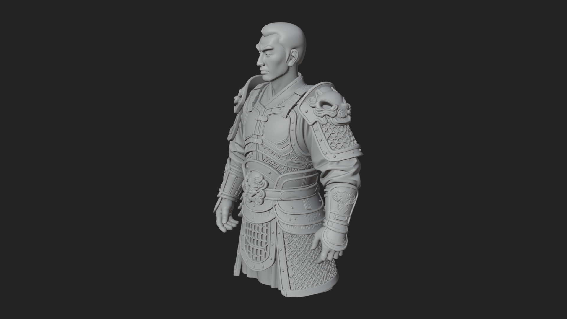 Chinese General Armor Bust Design 18 3D Print Model 3D Model