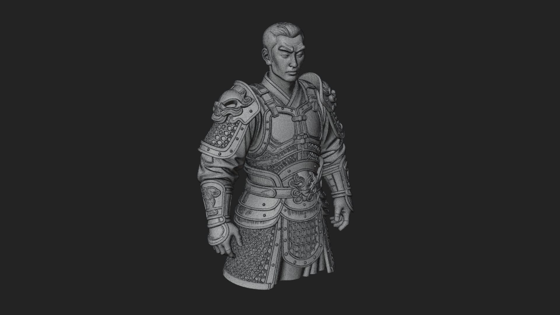 Chinese General Armor Bust Design 18 3D Print Model 3D Model