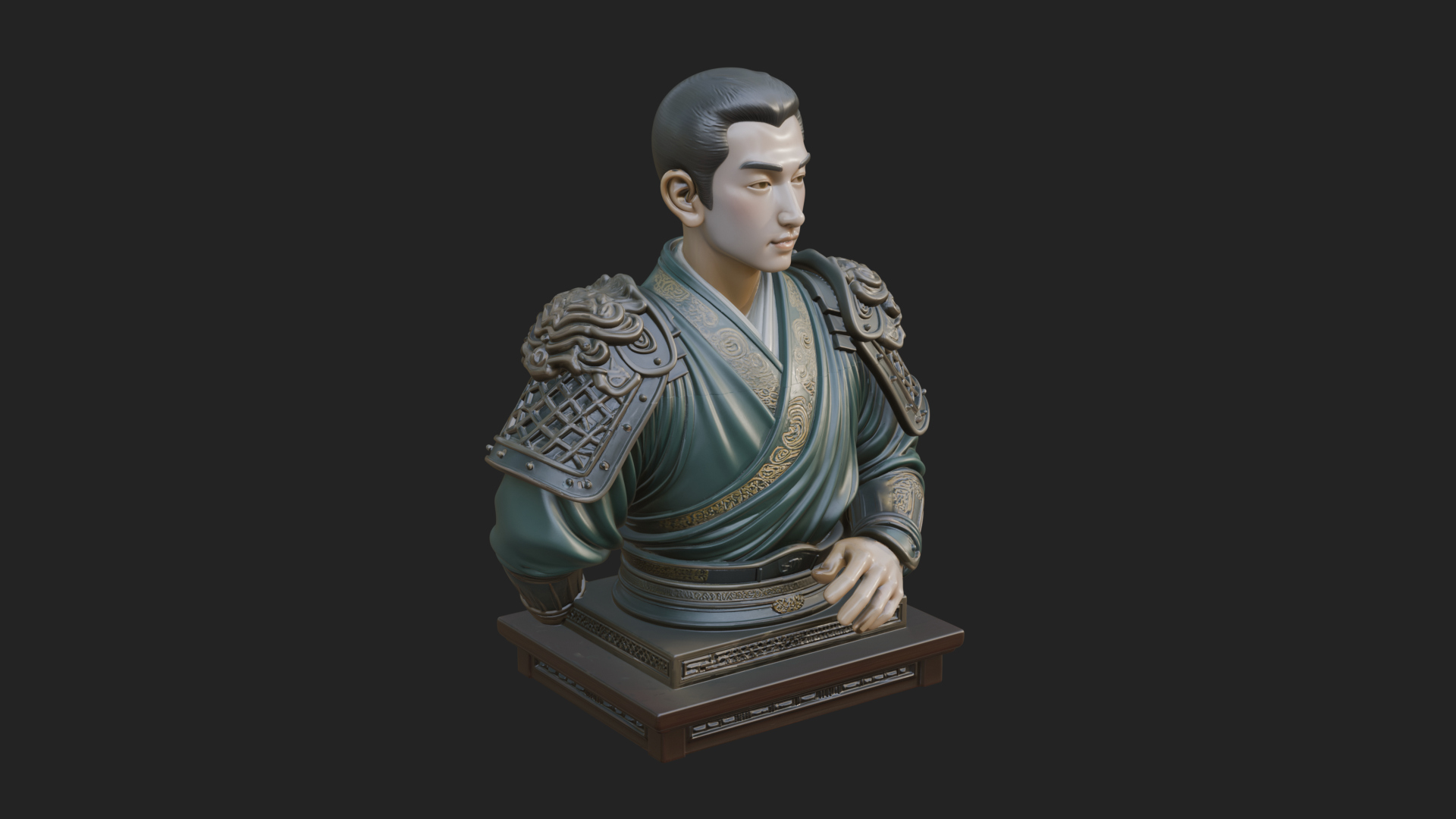 Chinese General Armor Bust Design 19 3D Print Model 3D Model