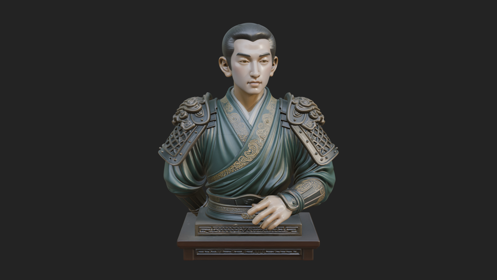Chinese General Armor Bust Design 19 3D Print Model 3D Model