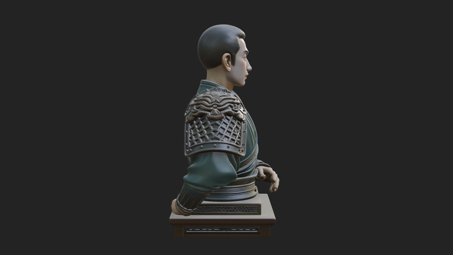 Chinese General Armor Bust Design 19 3D Print Model 3D Model