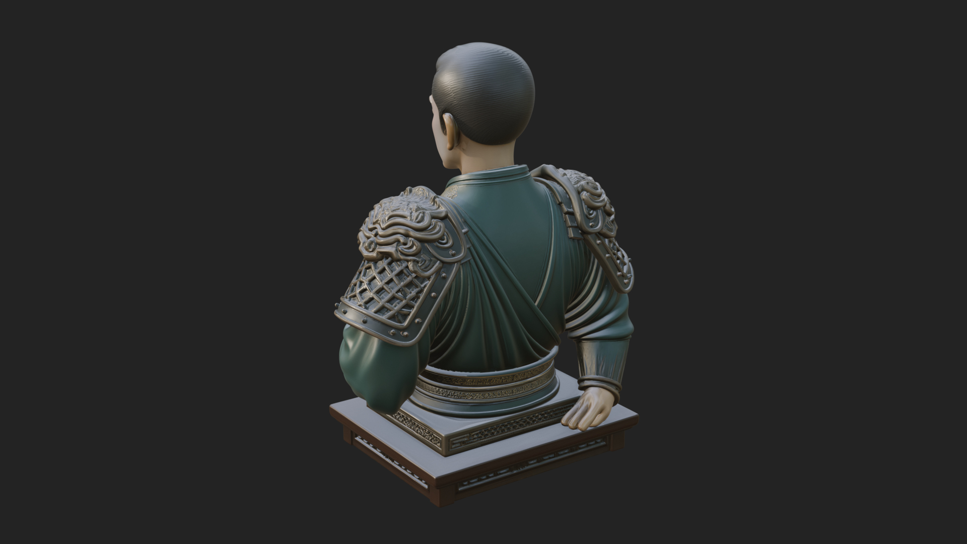 Chinese General Armor Bust Design 19 3D Print Model 3D Model