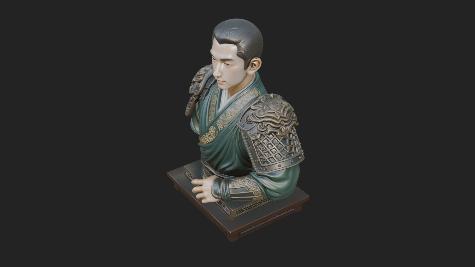 Chinese General Armor Bust Design 19 3D Print Model 3D Model