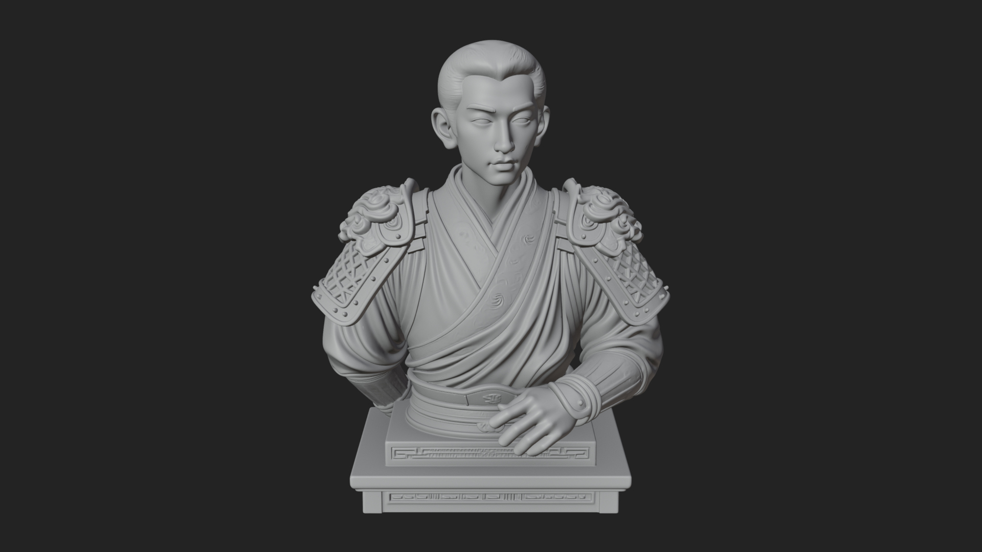 Chinese General Armor Bust Design 19 3D Print Model 3D Model