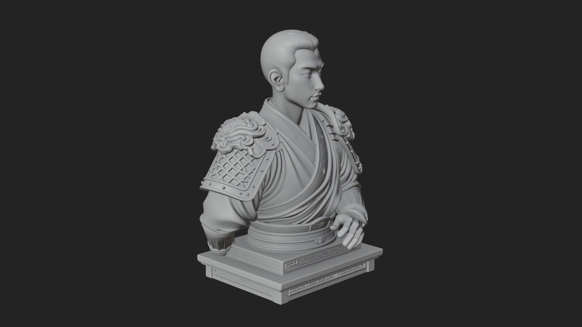 Chinese General Armor Bust Design 19 3D Print Model 3D Model