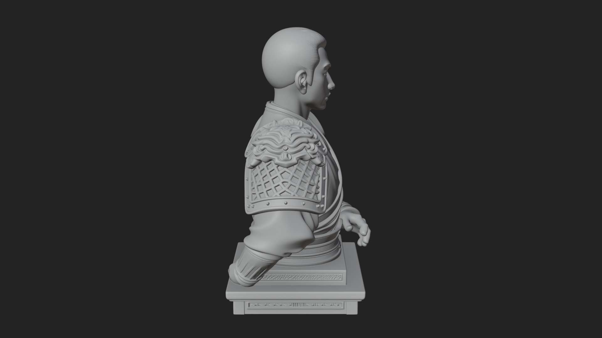 Chinese General Armor Bust Design 19 3D Print Model 3D Model