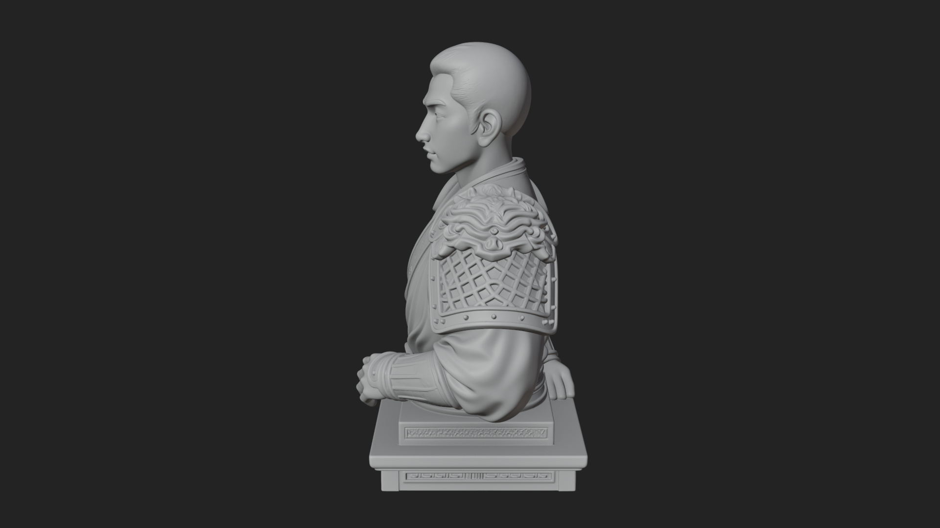Chinese General Armor Bust Design 19 3D Print Model 3D Model