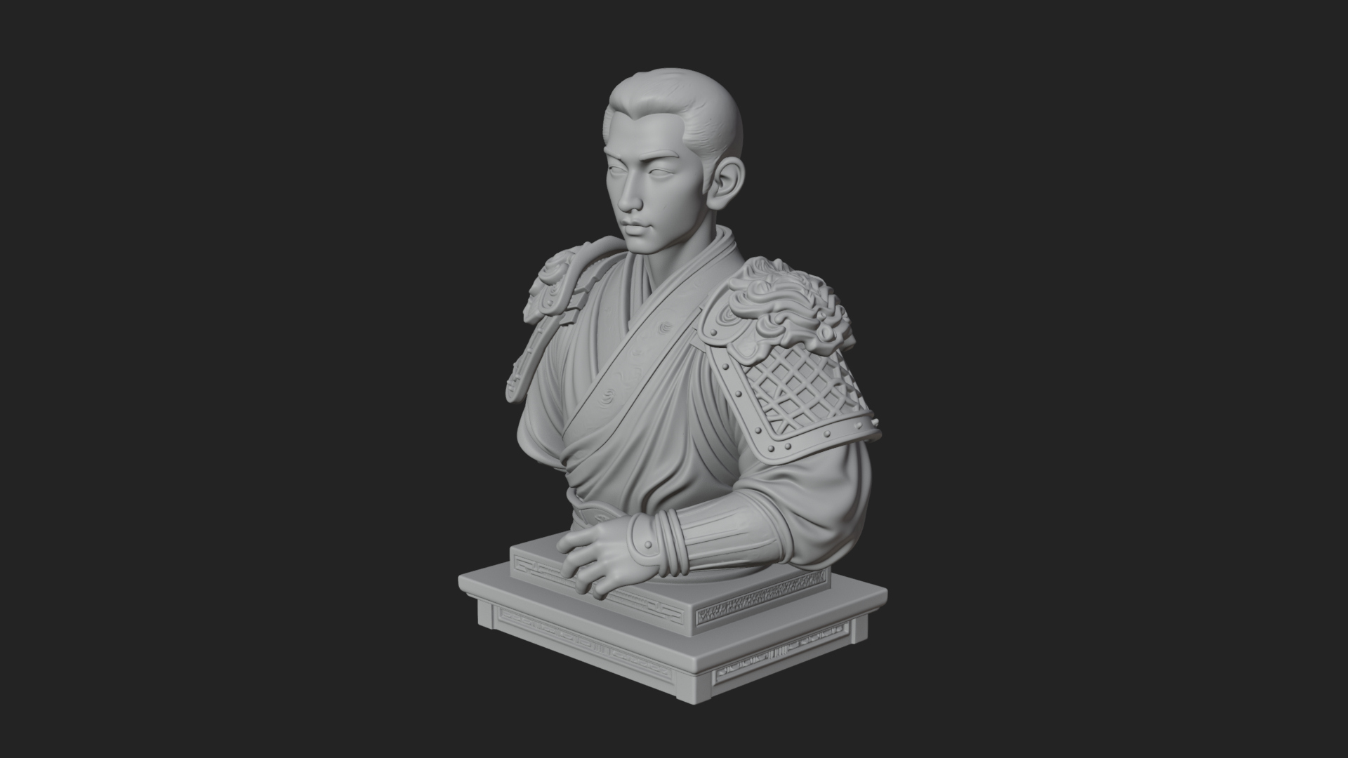 Chinese General Armor Bust Design 19 3D Print Model 3D Model