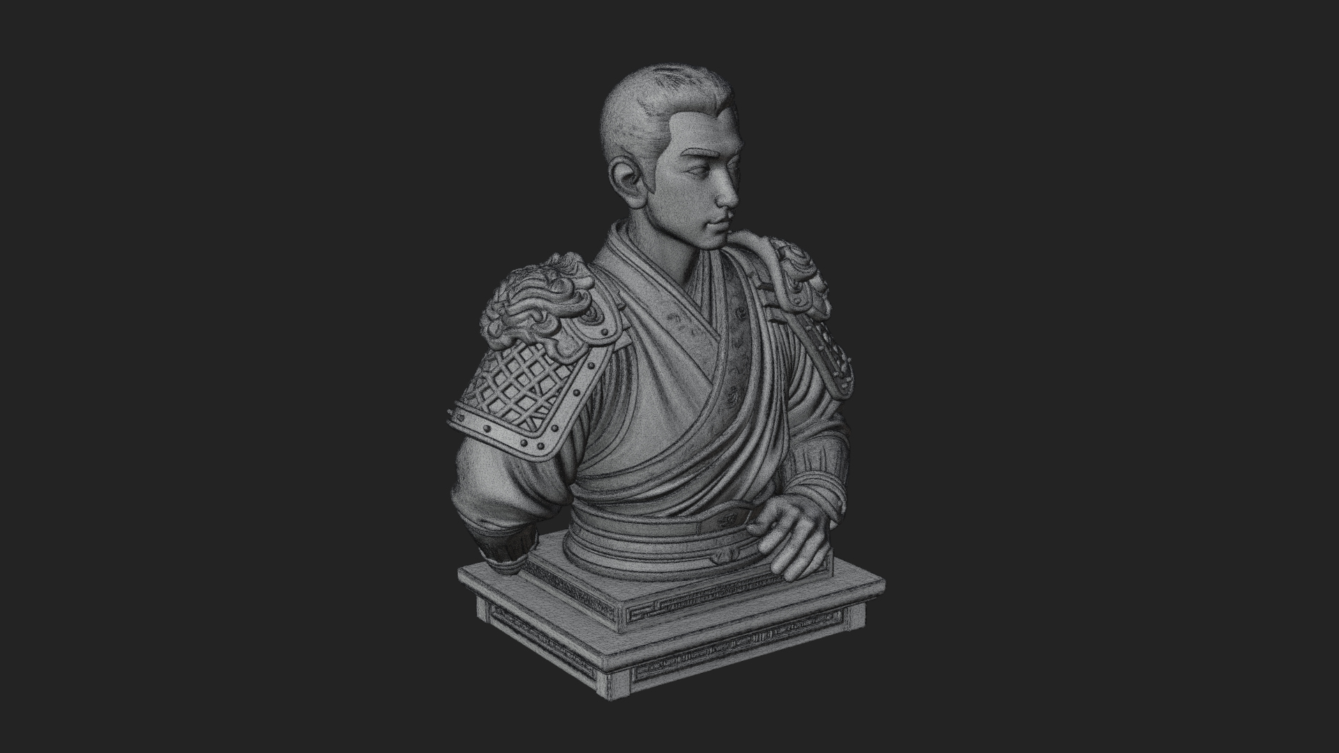 Chinese General Armor Bust Design 19 3D Print Model 3D Model