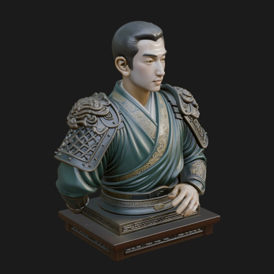 Chinese General Armor Bust Design 19 3D Print Model