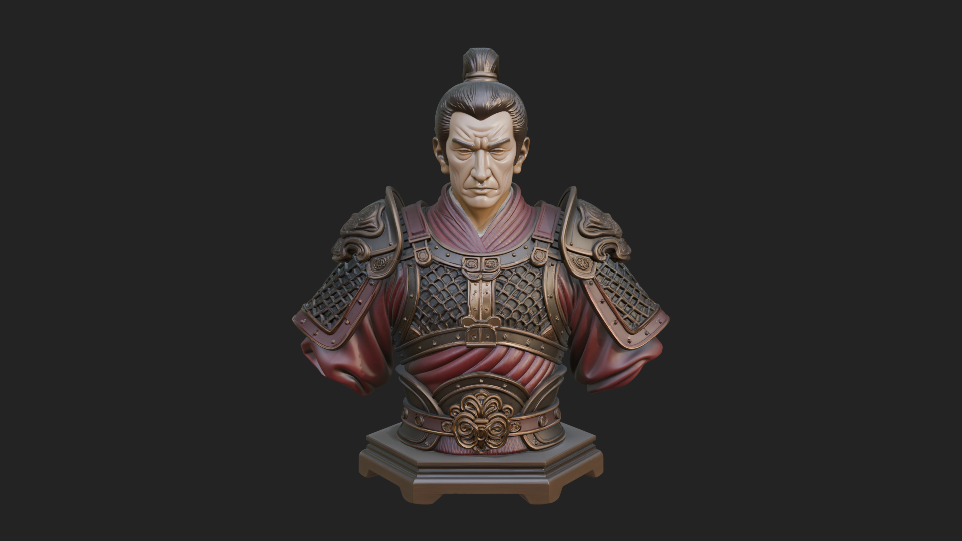 Chinese General Armor Bust Design 2 3D Print Model 3D Model