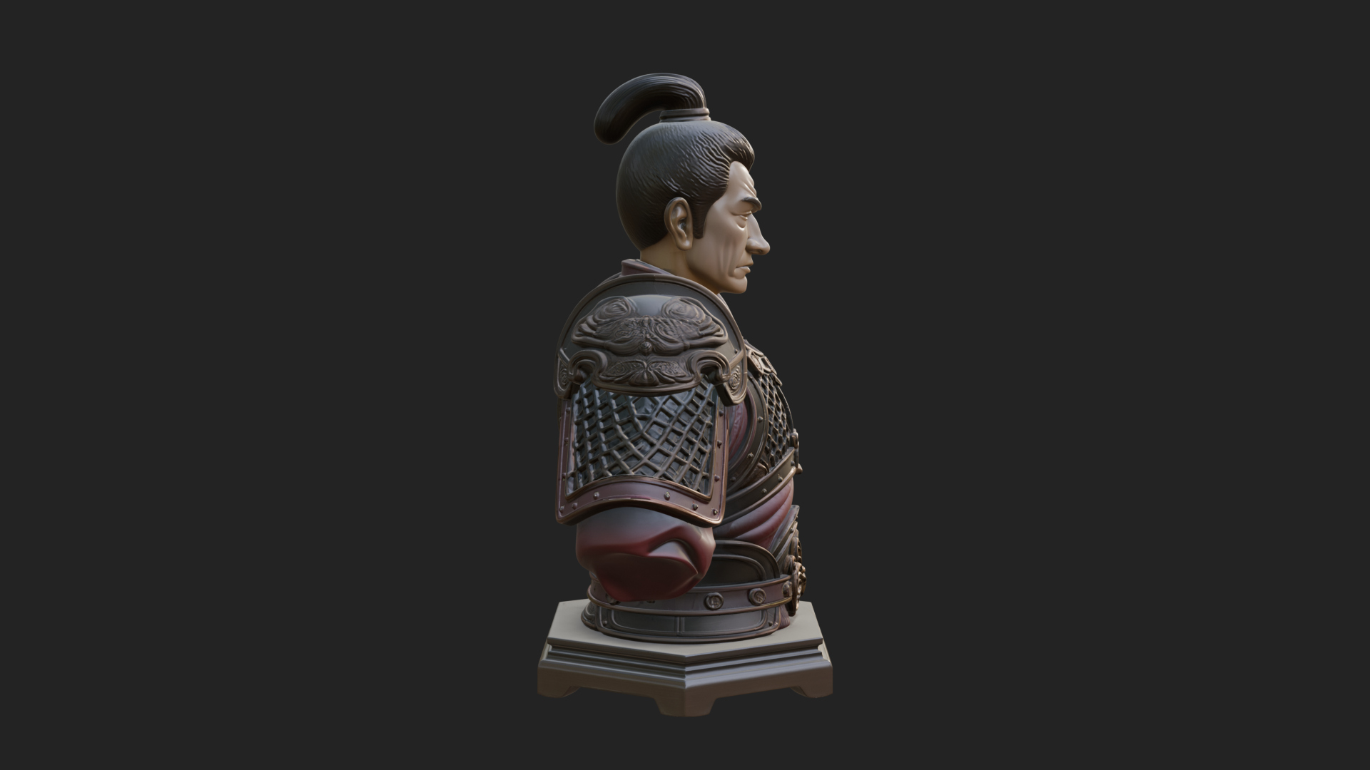 Chinese General Armor Bust Design 2 3D Print Model 3D Model
