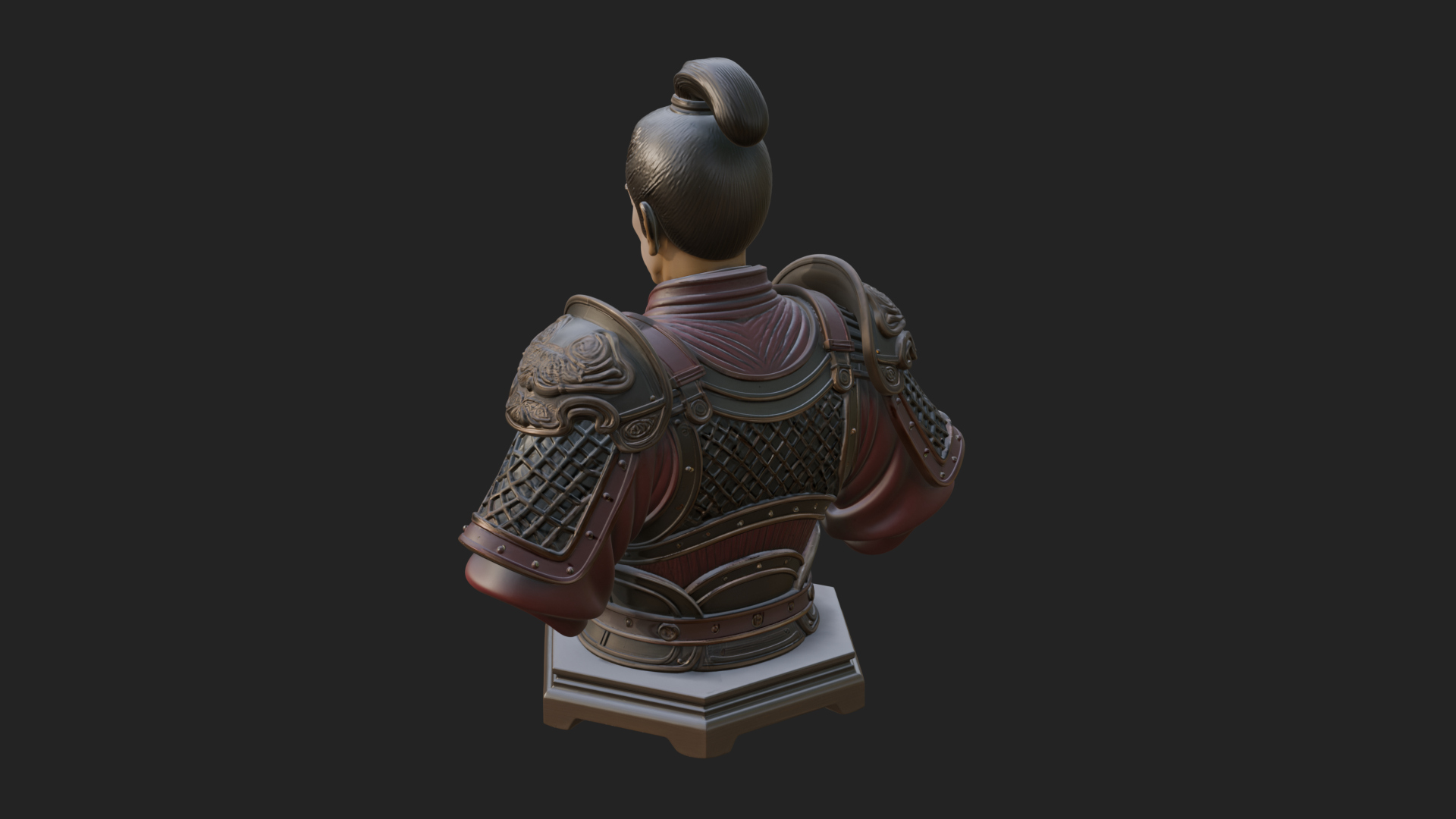 Chinese General Armor Bust Design 2 3D Print Model 3D Model