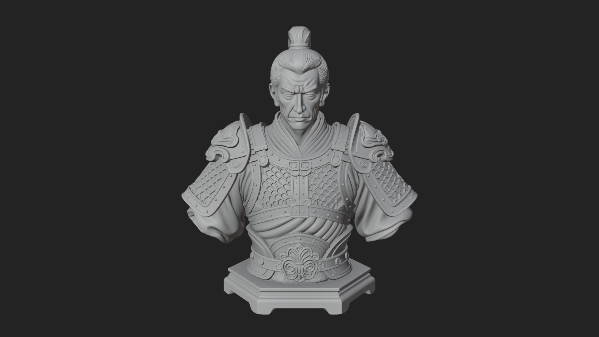 Chinese General Armor Bust Design 2 3D Print Model 3D Model