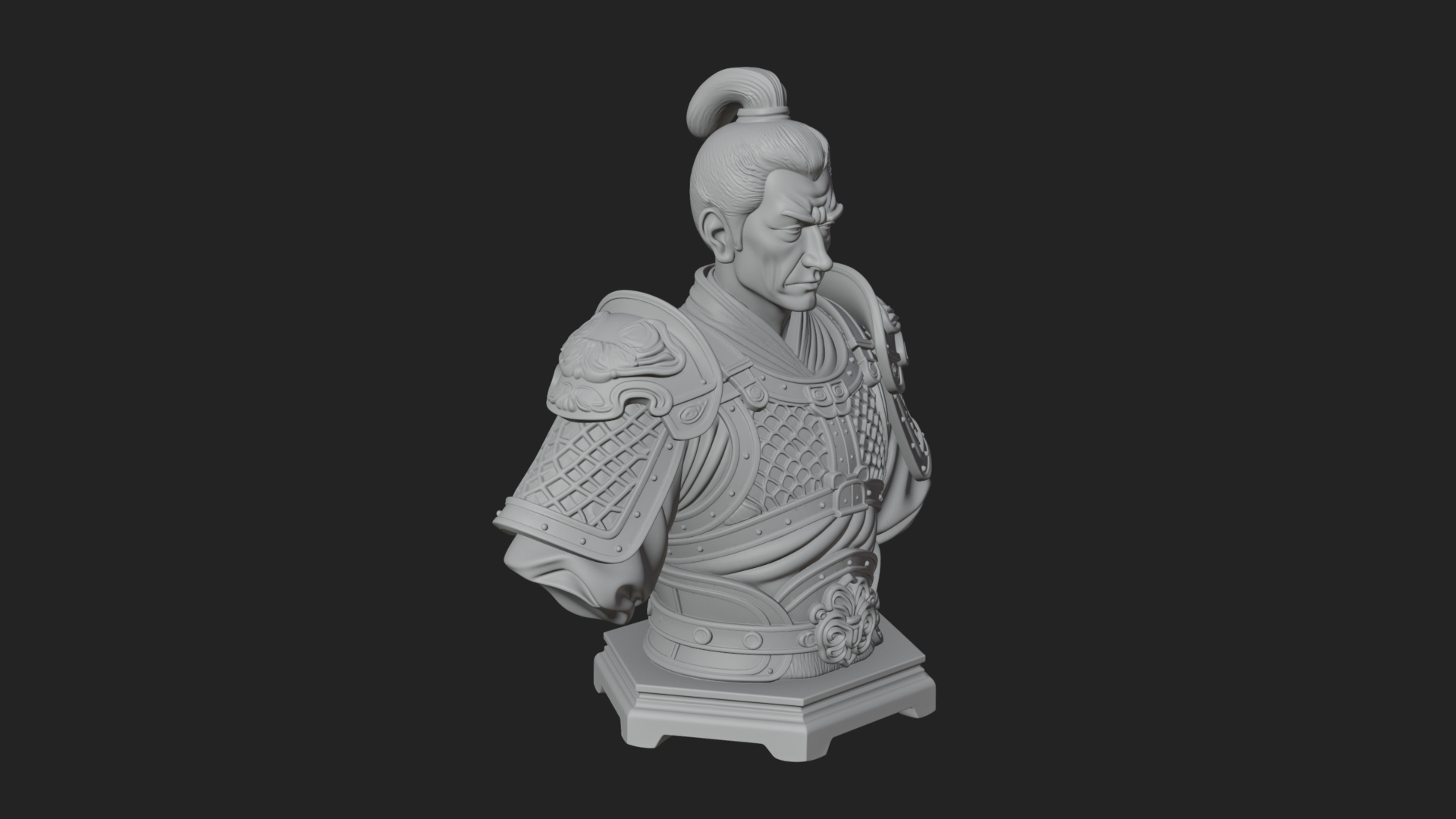 Chinese General Armor Bust Design 2 3D Print Model 3D Model